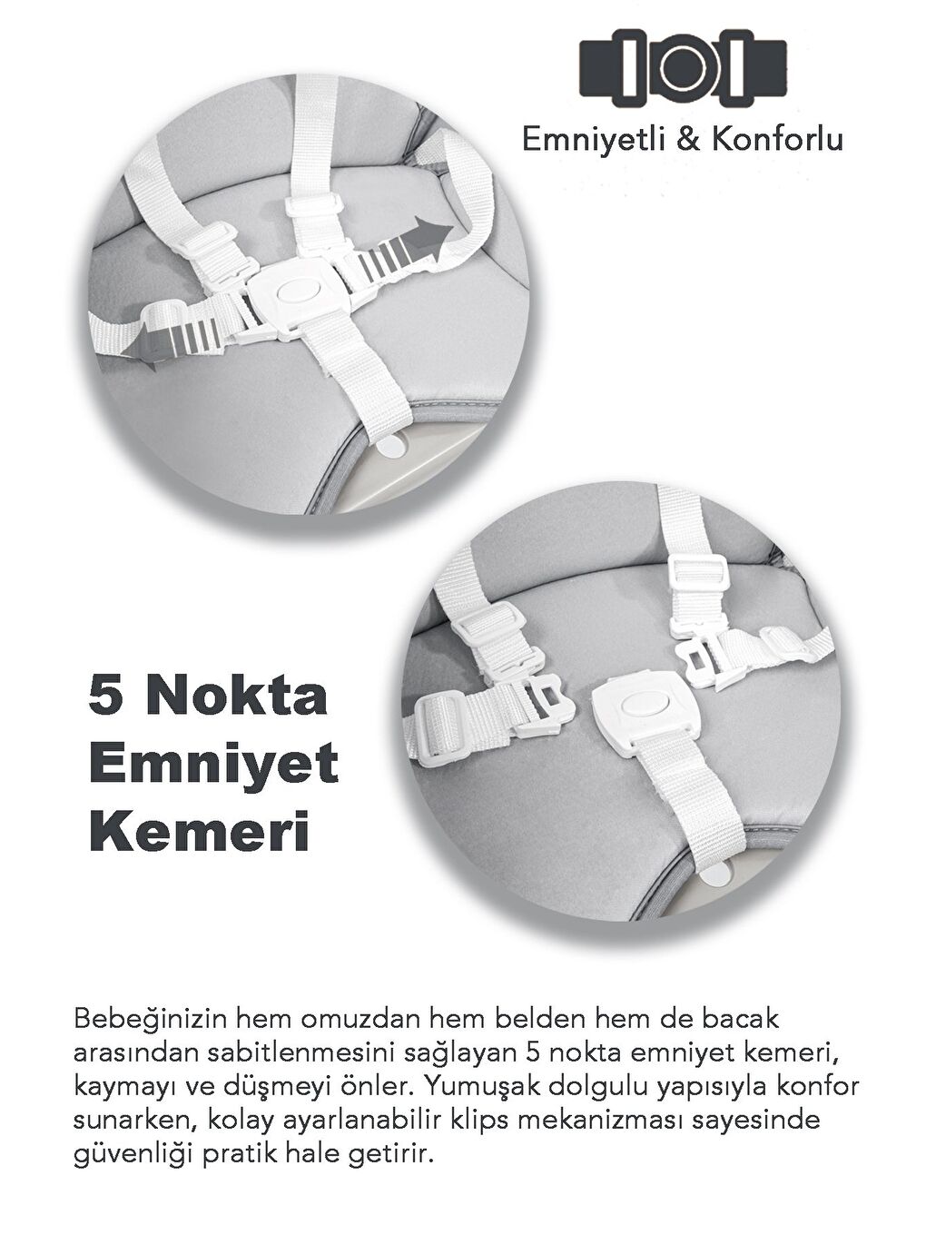 3in1 Bebek Mama Sandalyesi Çalışma Masalı Mama Sandalyesi Minderli Mama Oturağı Gri-1