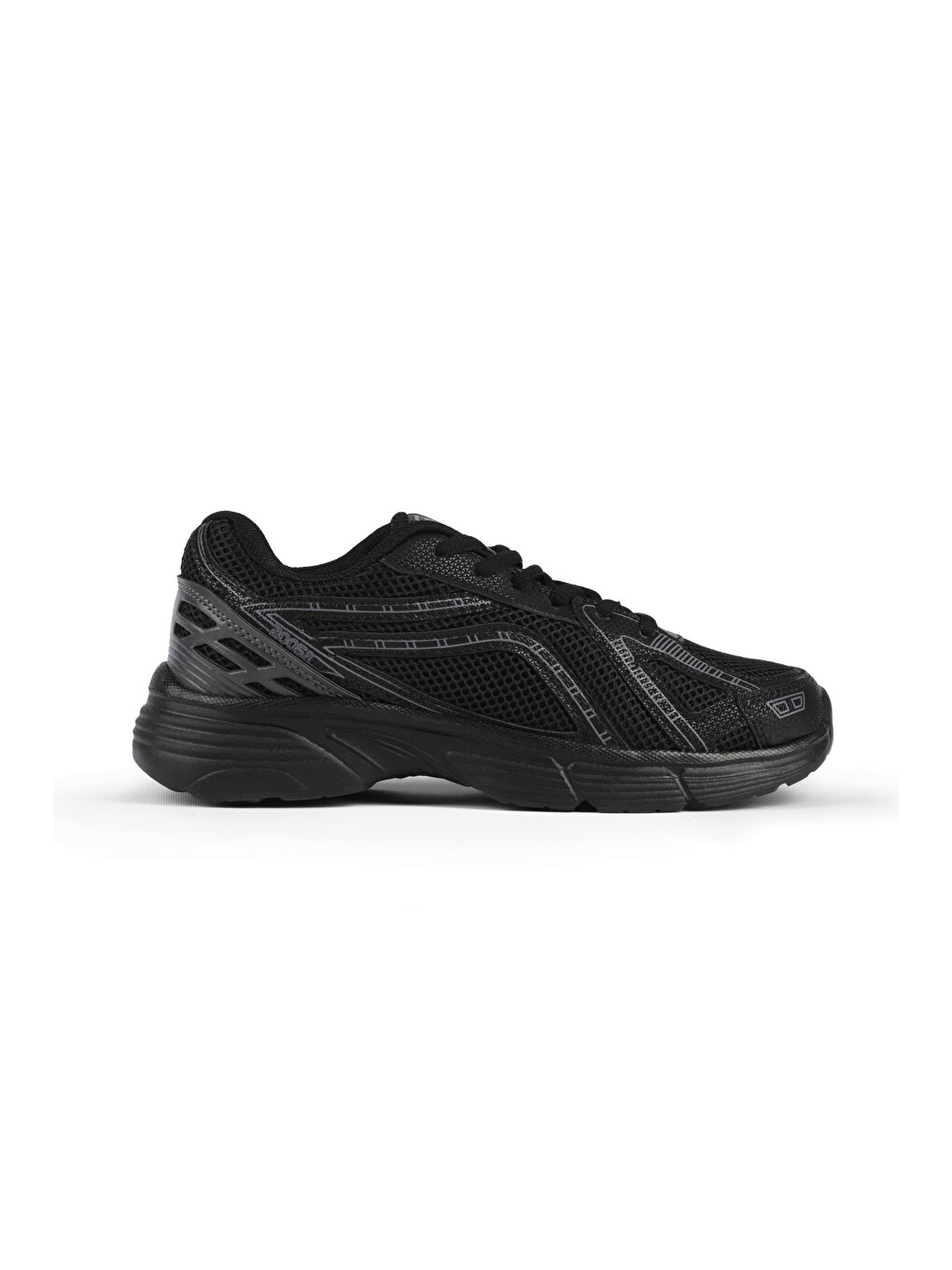 Kadın Siyah Siyah Termo Taban Konforlu Bağcıklı Sneaker