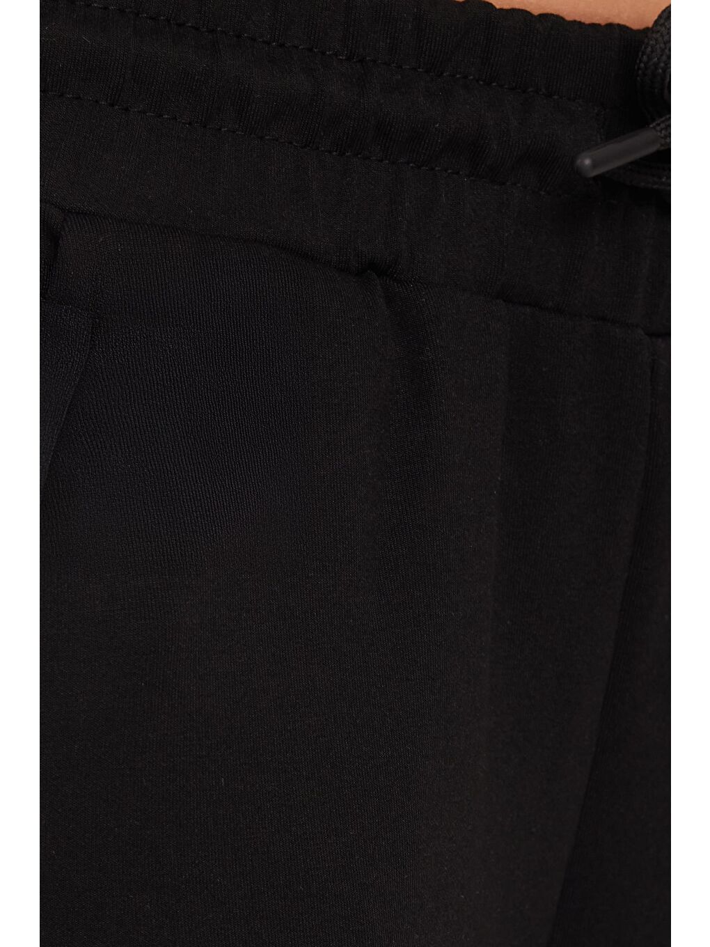 Kadın Relax Fit Rahat Kesim Modal Kumaş Beli Bağlamalı Lastikli Jogger Siyah Eşofman Altı-5