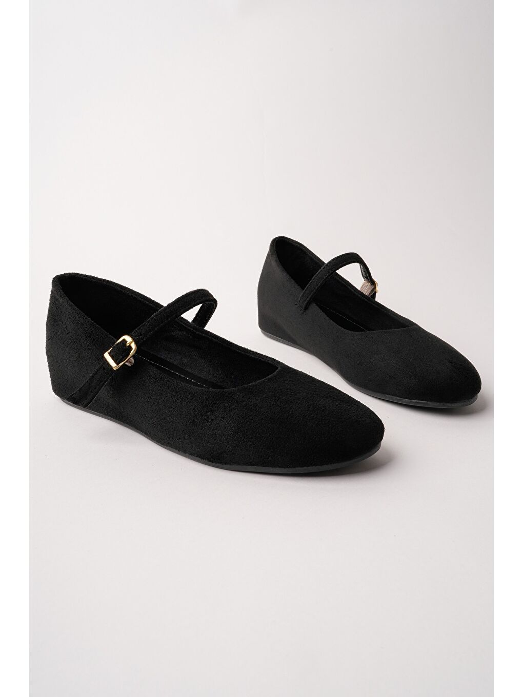 Siyah BERNY Gizli Topuklu Deri Tek Bantlı Kadın Babet