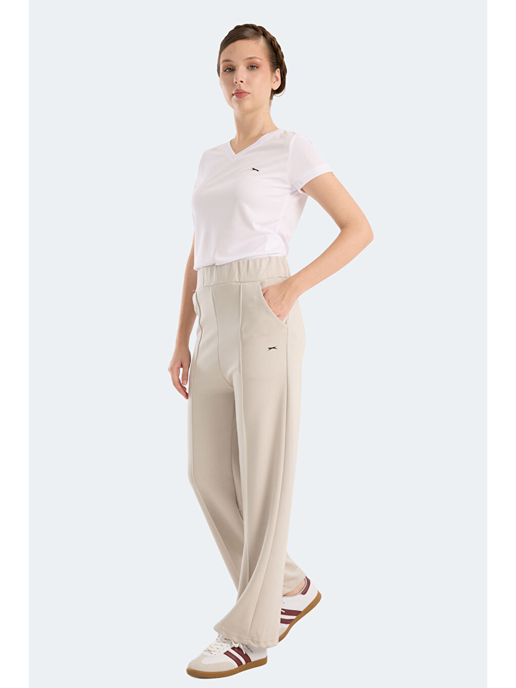 VILLE CZG Kadın Bol Paça Taş Gri Eşofman Altı-1