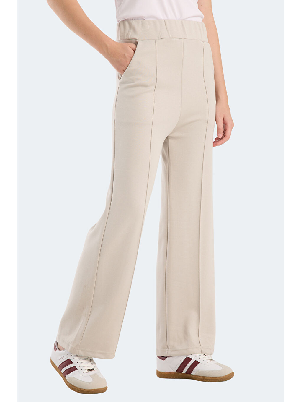 VILLE CZG Kadın Bol Paça Taş Gri Eşofman Altı-3