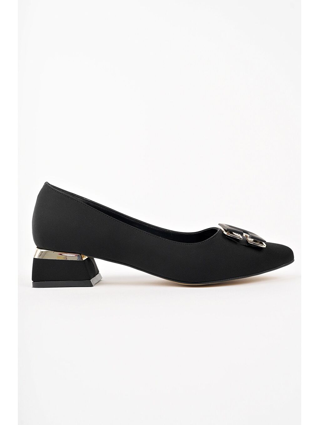 Siyah VENTİ Kalın Topuk Sivri Burun Tokalı Kadın Klasik Topuklu Ayakkabı-2