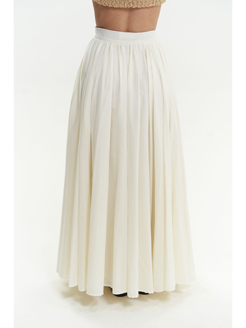 Faylinn Pileli Uzun Ekru Etek-6
