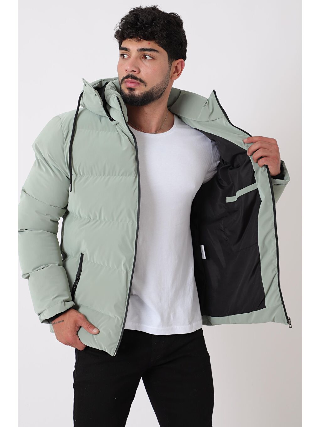 Turkuaz Armalı Çıtçıtlı Nova Kışlık Şişme Mont PLDP 3007_50452-2