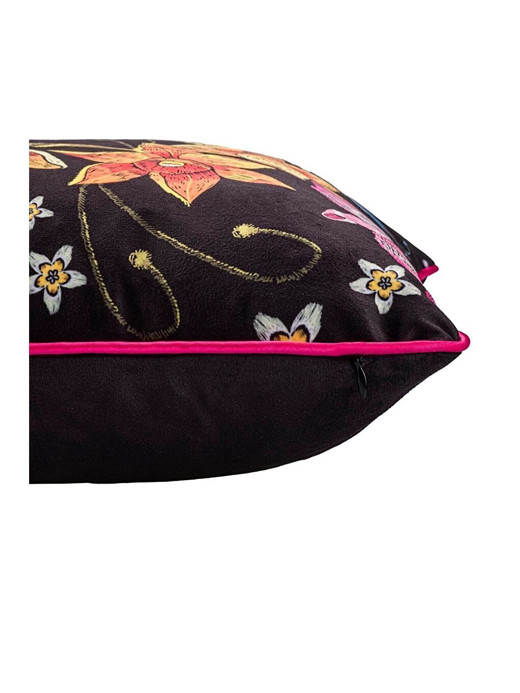 Lüks Kadife 43x43 Cm Kırlent Kılıfı Dekoratif Yumuşak Salon Koltuk Avangart Biyeli Siyah-1