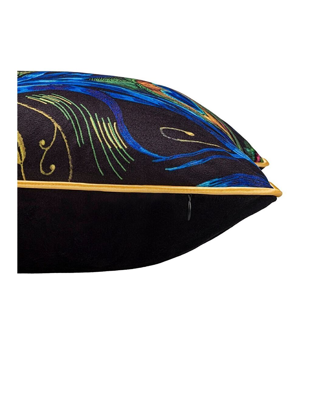 Lüks Kadife 43x43 Cm Kırlent Kılıfı Dekoratif Yumuşak Salon Koltuk Avangart Biyeli Siyah-1