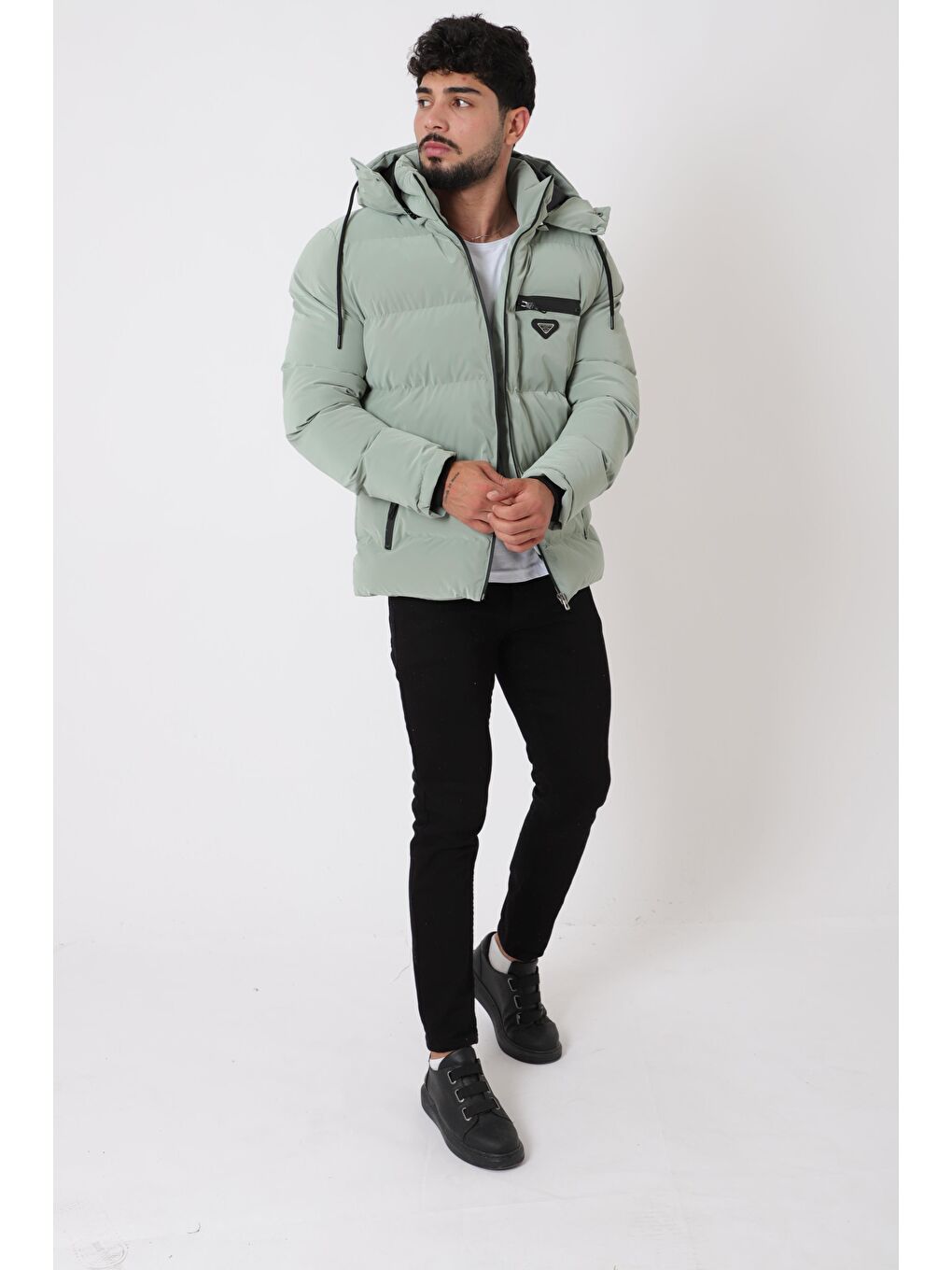 Turkuaz Armalı Çıtçıtlı Nova Kışlık Şişme Mont PLDP 3007_50452-3