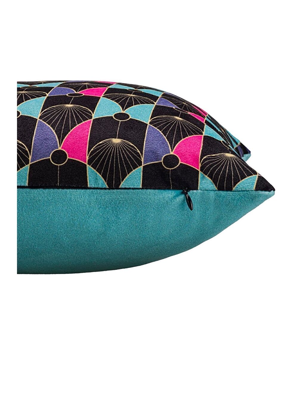 Lüks Kadife 43x43 Cm Kırlent Kılıfı Dekoratif Yumuşak Salon Koltuk Avangart Turkuaz-1