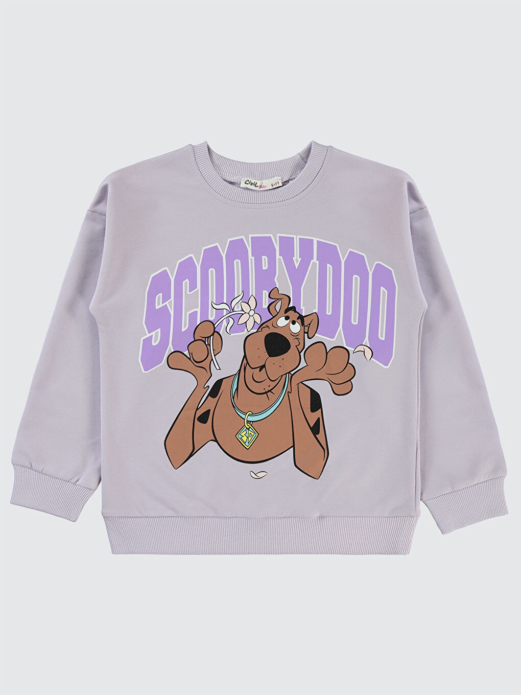 Civil Mor Scooby Doo Kız Çocuk Sweatshirt 10-13 Yaş Nazik Lavanta