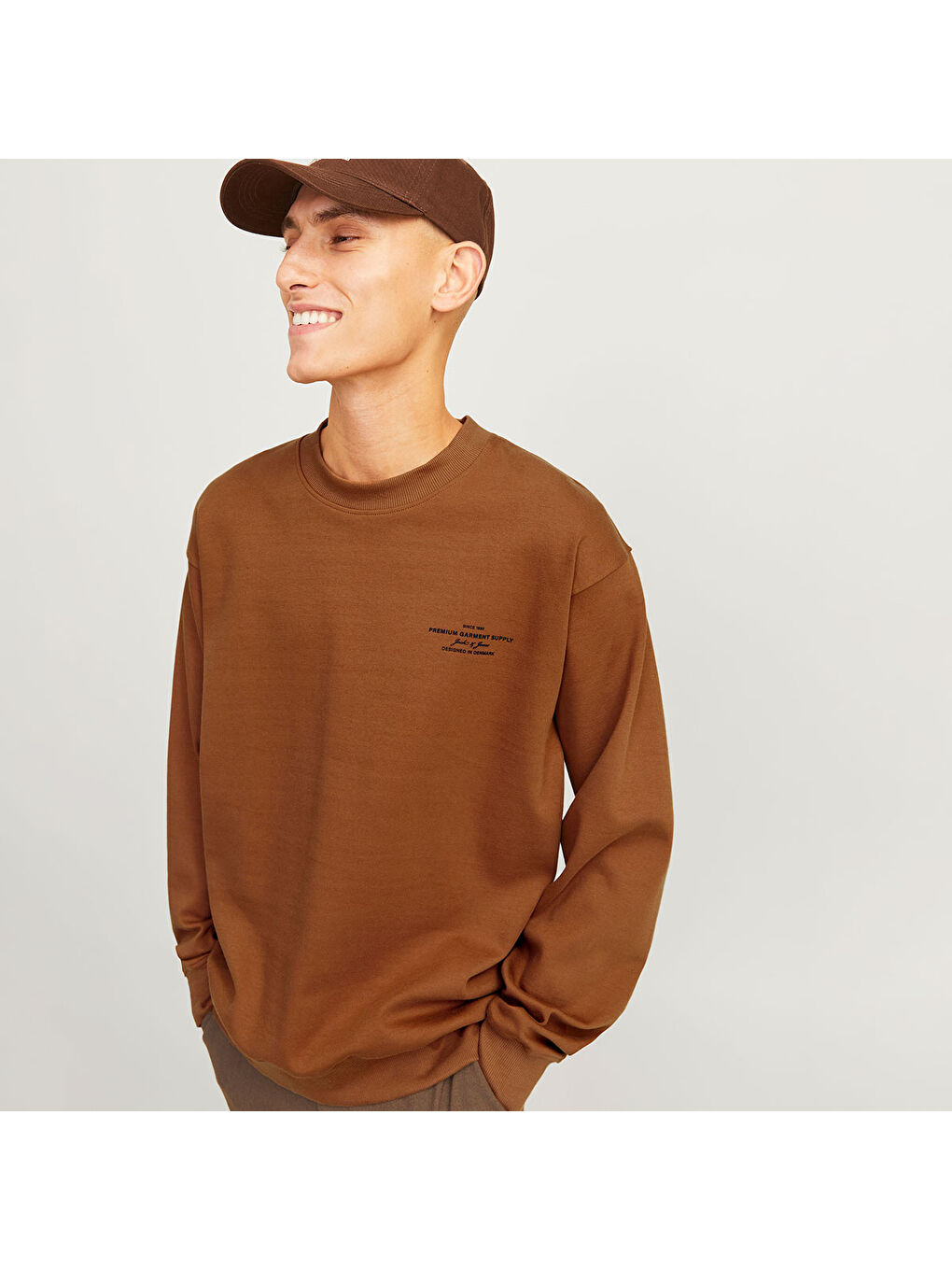 Jack & Jones Blachad Branding Erkek Kahverengi Yuvarlak Yaka Sweatshirt - 3