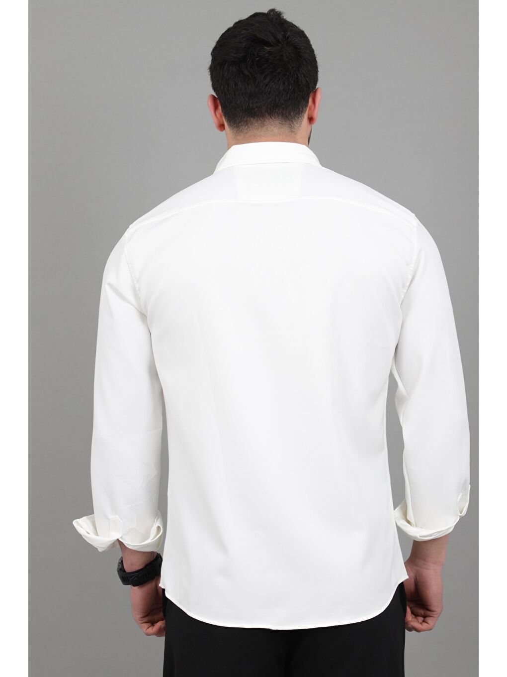 Beyaz Double Yazlık Uzun Kol Gömlek MRS 217_40416-5