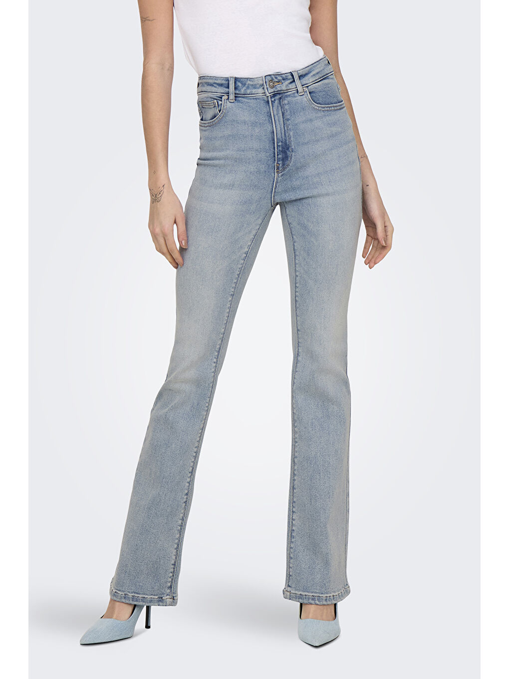 Only Mavi Onlmila Streç Pamuklu Yüksek Bel İspanyol Paça Flare Jeans  15313328