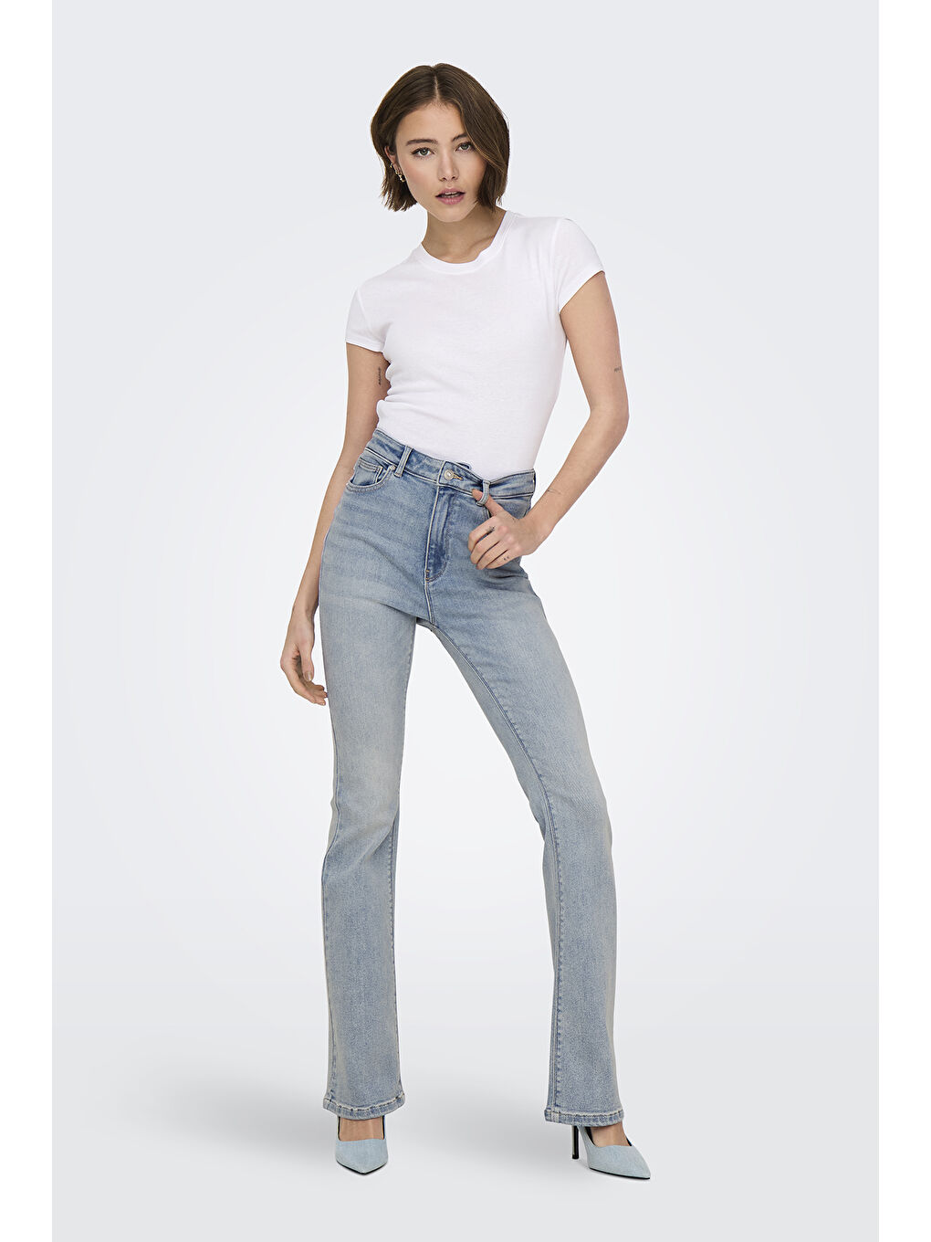 Only Mavi Onlmila Streç Pamuklu Yüksek Bel İspanyol Paça Flare Jeans  15313328 - 1