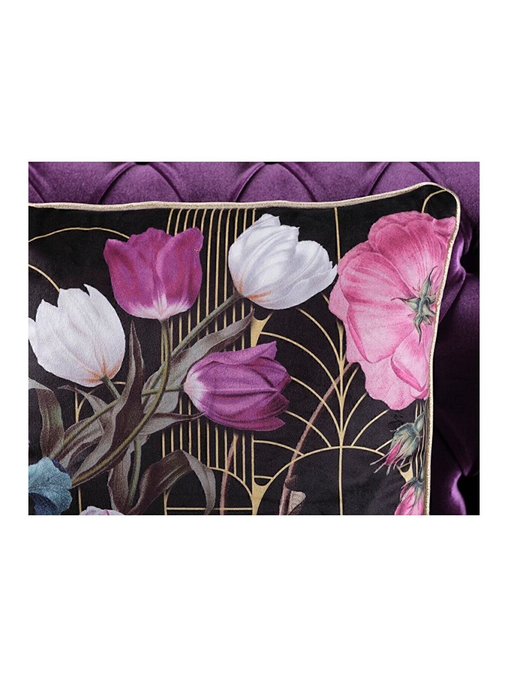 Lüks Kadife 43x43 Cm Kırlent Kılıfı Dekoratif Yumuşak Salon Koltuk Avangart Biyeli Siyah-3