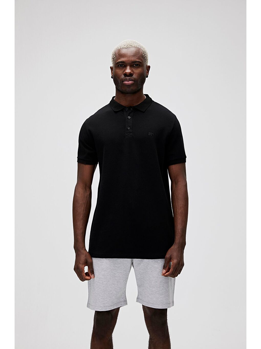 Stark Siyah Polo Yaka Erkek Tişört-0