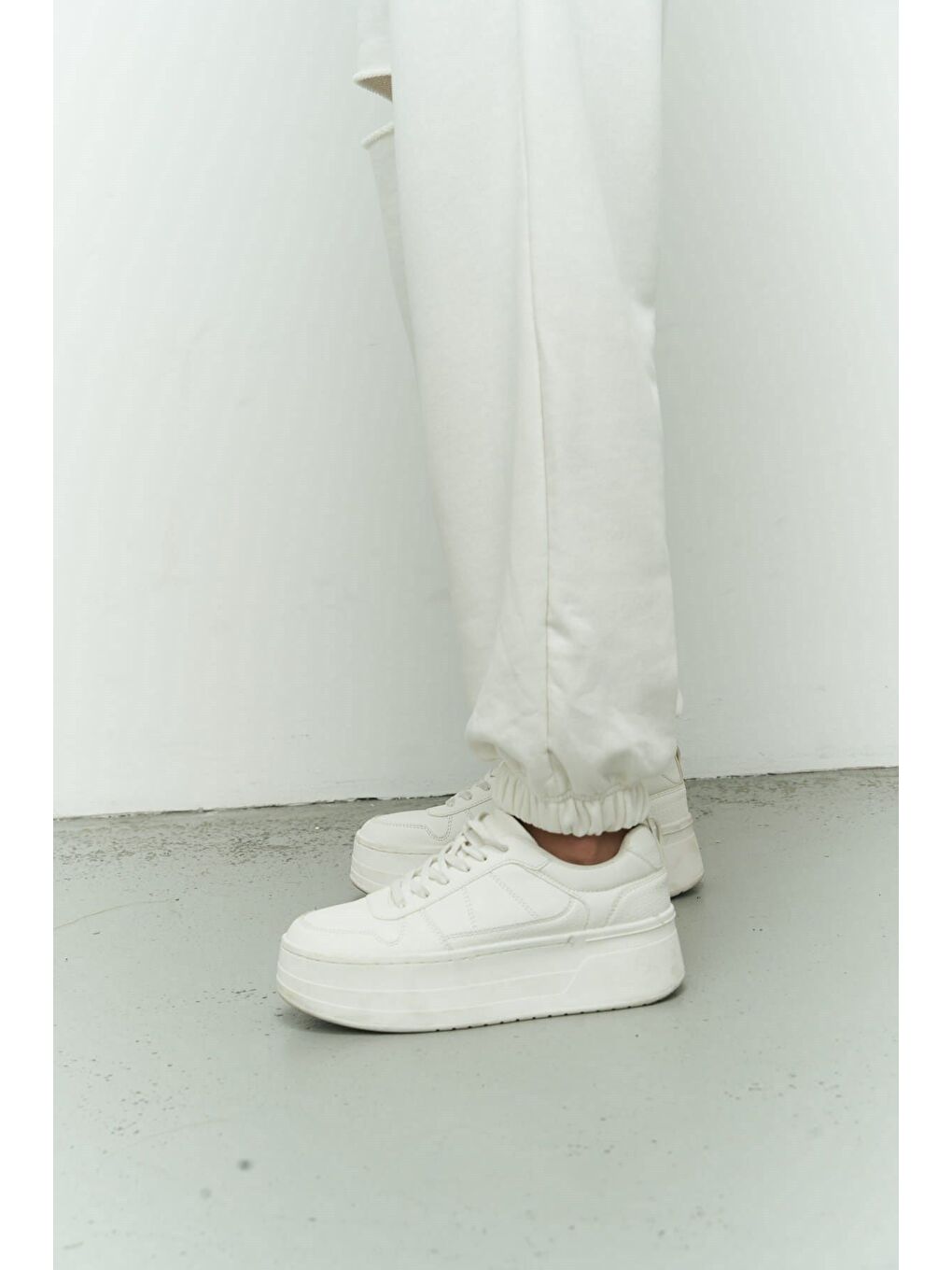 Lion Beyaz Oversize T-shirt Yırtıklı Eşofman Takım-7