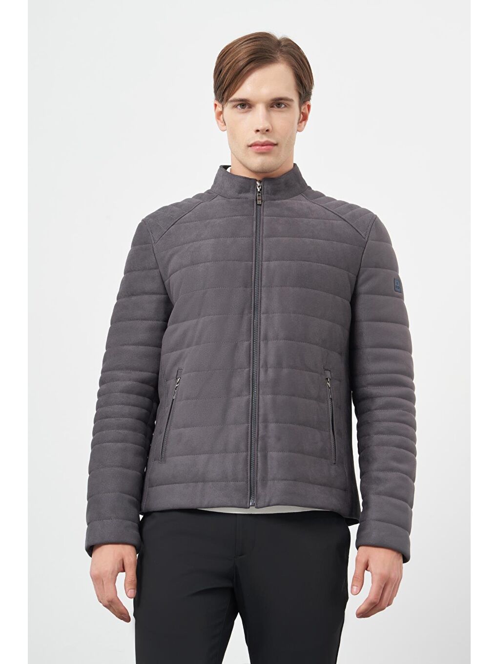 Antrasit Süet Suni Deri Hakim Yaka Düz Yırtmaçsız Tam Astar Slim Fit Casual Deri Mont 1038245150