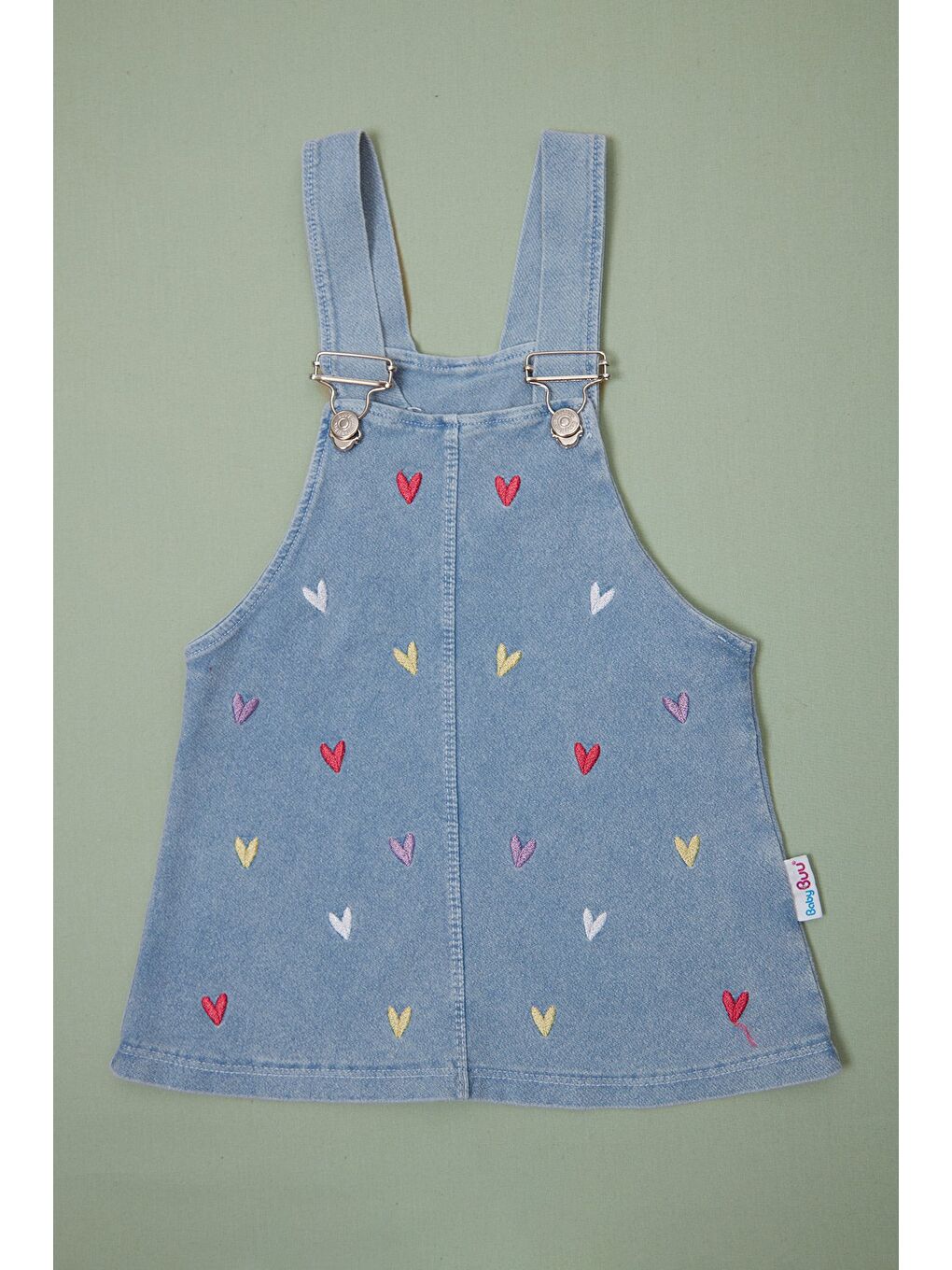 Sarı %100 Pamuk Papatya Nakışlı Kız Çocuk 2 Lİ Salopet Takım-3