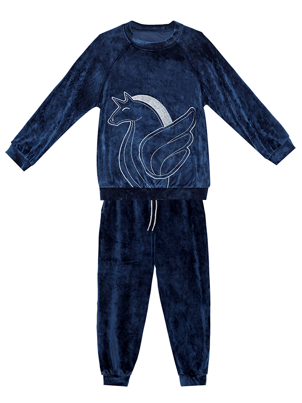 Lacivert Kadife Kız Çocuk Eşofman Takım-2