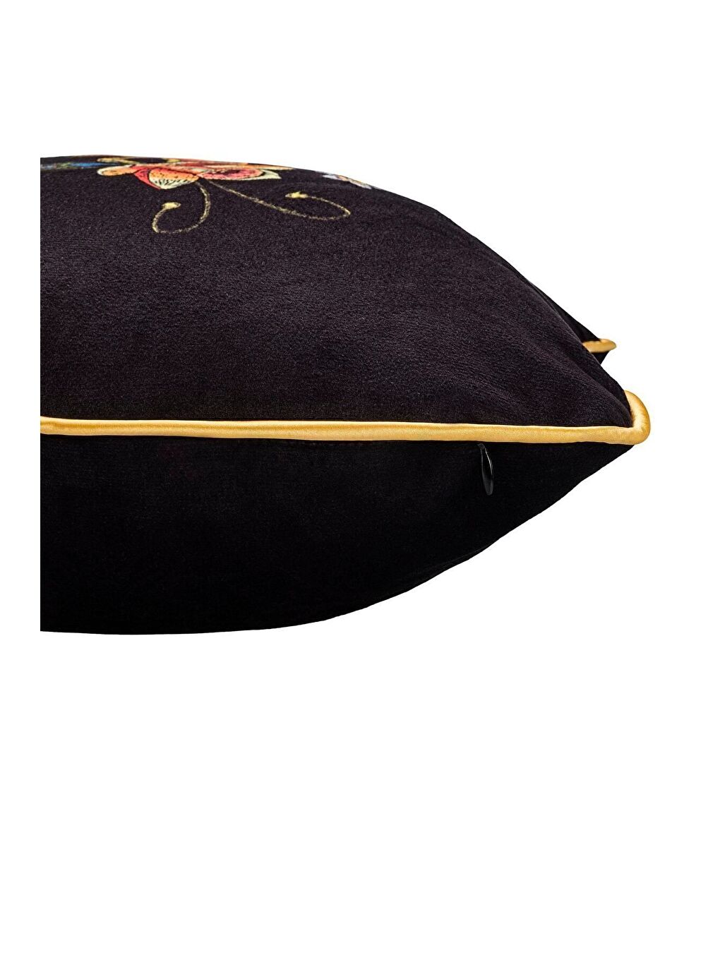 Lüks Kadife 43x43 Cm Kırlent Kılıfı Dekoratif Yumuşak Salon Koltuk Avangart Biyeli Siyah-1