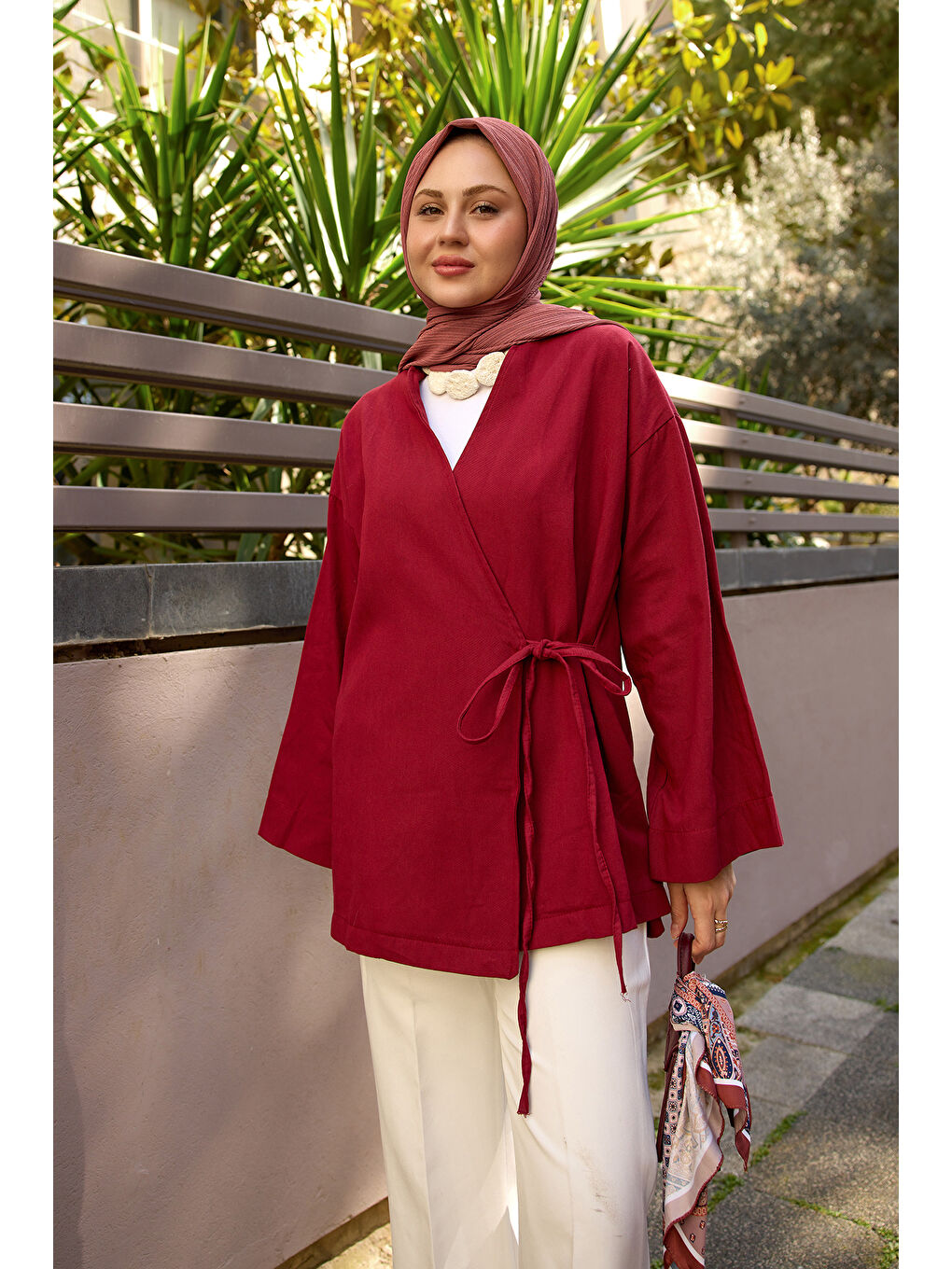 Kadın Yandan Bağlamalı Ceket Bordo-1