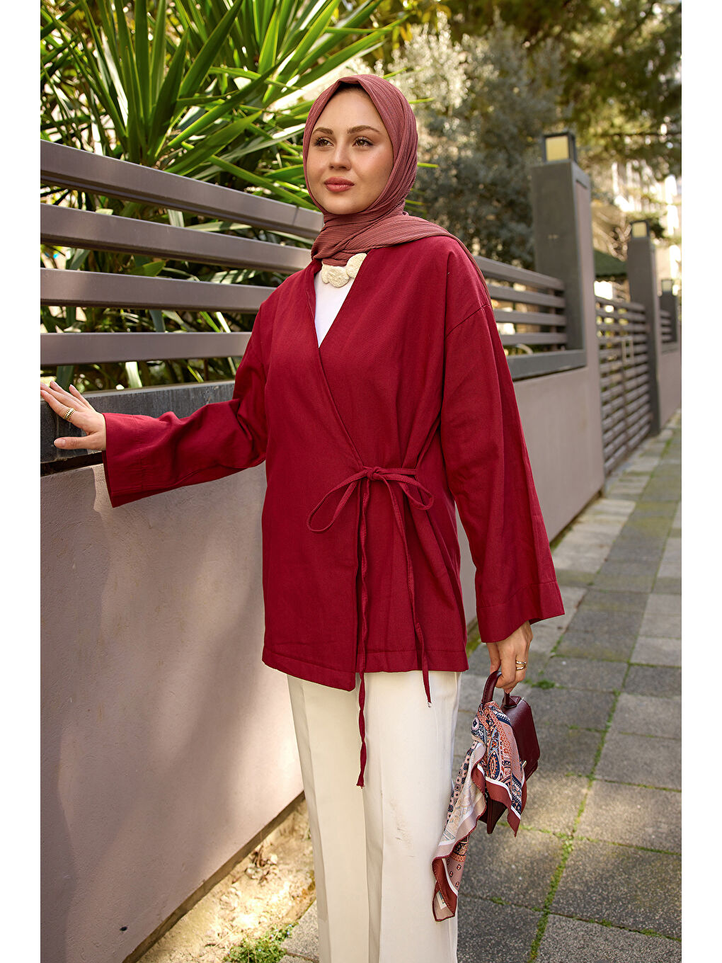Kadın Yandan Bağlamalı Ceket Bordo-2