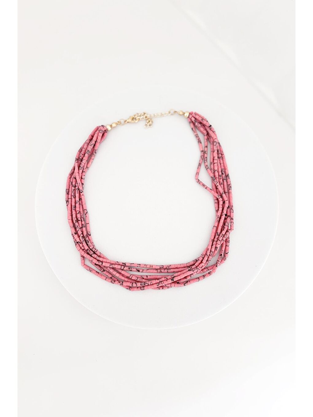 Pembe Afgan Boncuklu Çoklu kadın Kolye