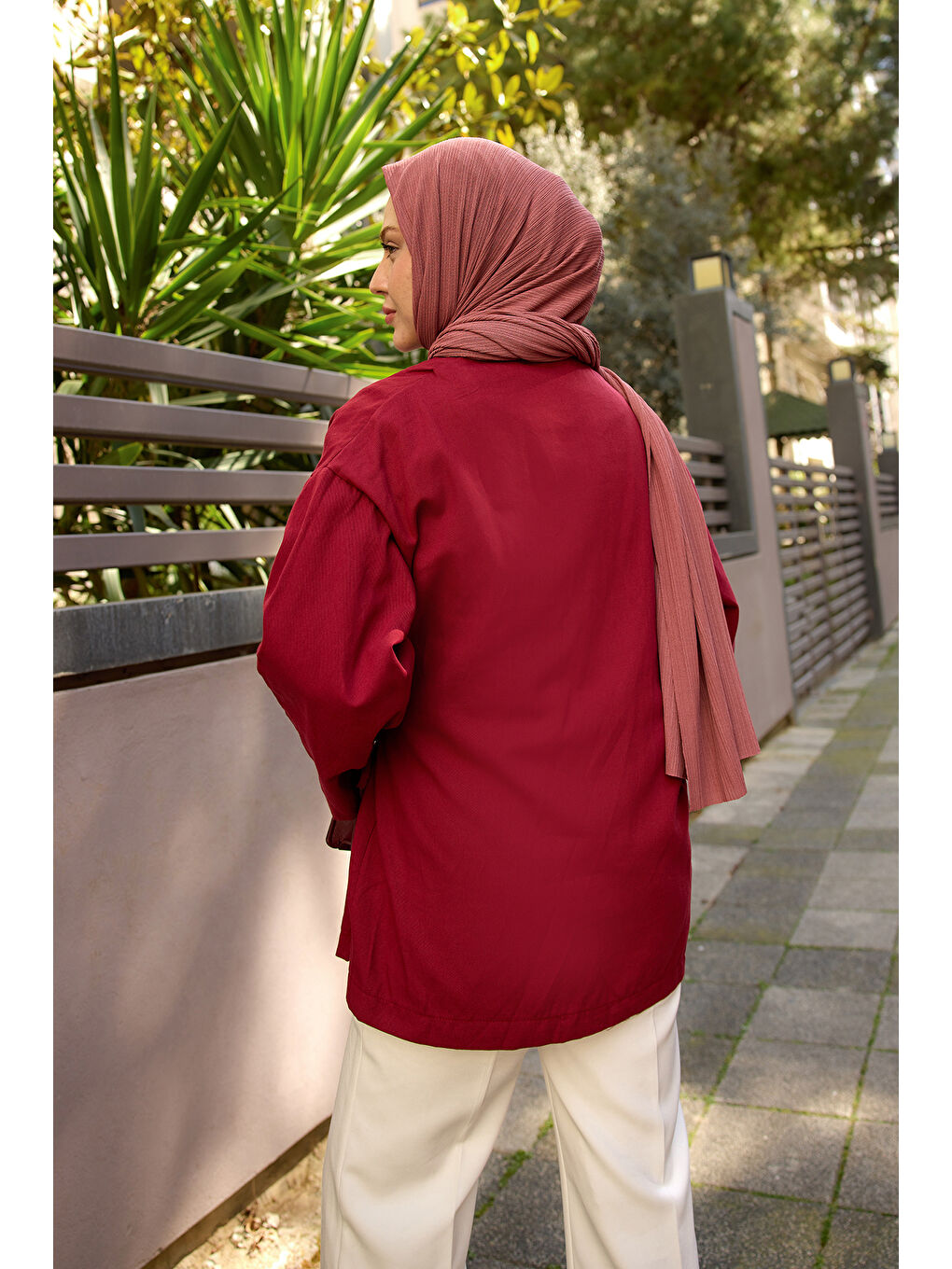Kadın Yandan Bağlamalı Ceket Bordo-4