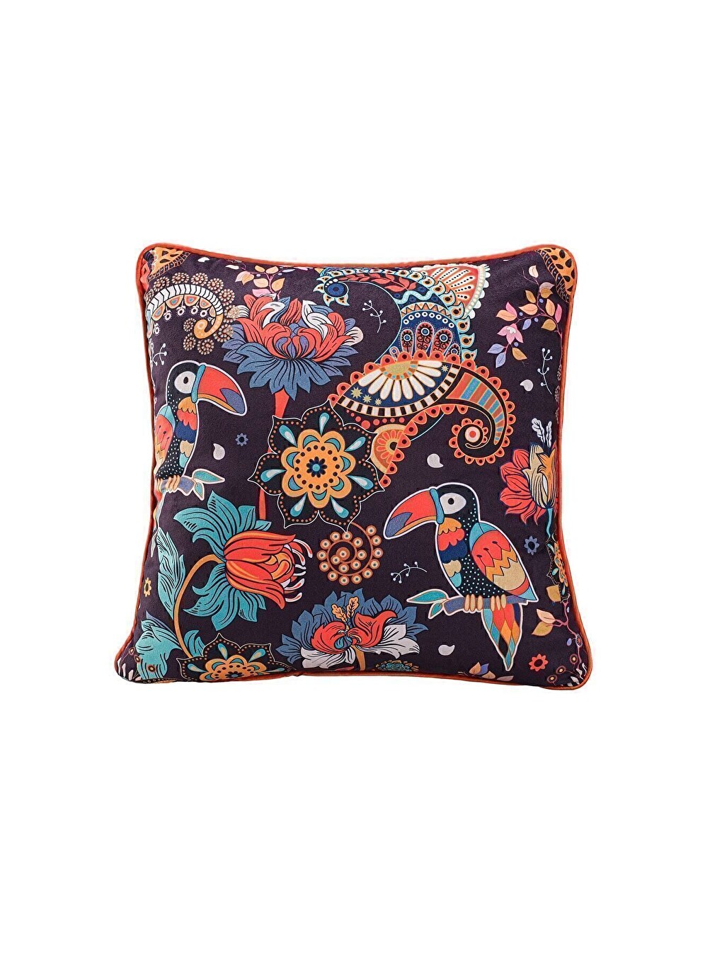 Lüks Kadife 43x43 Cm Kırlent Kılıfı Dekoratif Yumuşak Salon Avangart Biyeli Koyu Lacivert-2