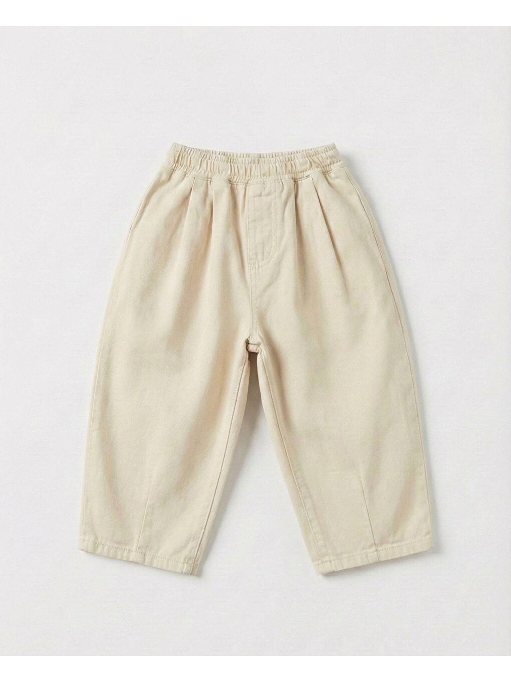 Çocuk Ekru Oversize Lastikli Bel Pantolon-1