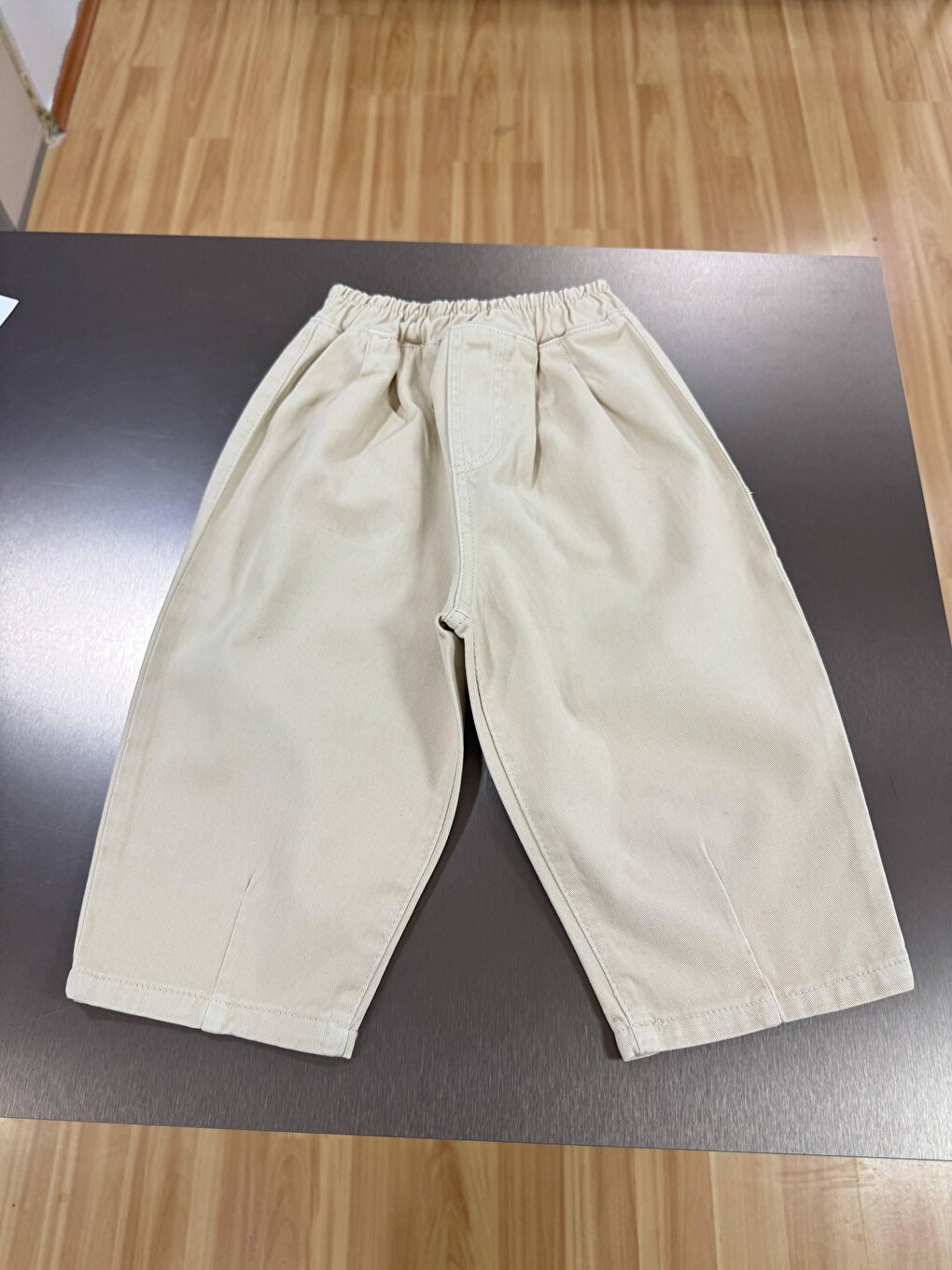 Çocuk Ekru Oversize Lastikli Bel Pantolon-2