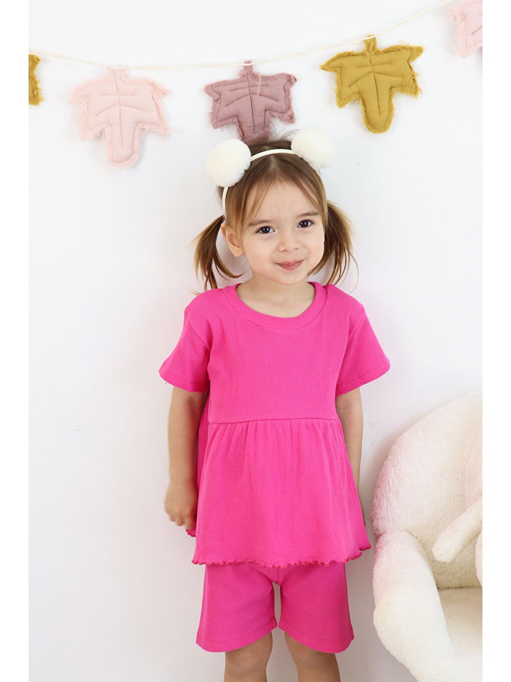 Fuşya Fırfırlı Şortlu Takım-6