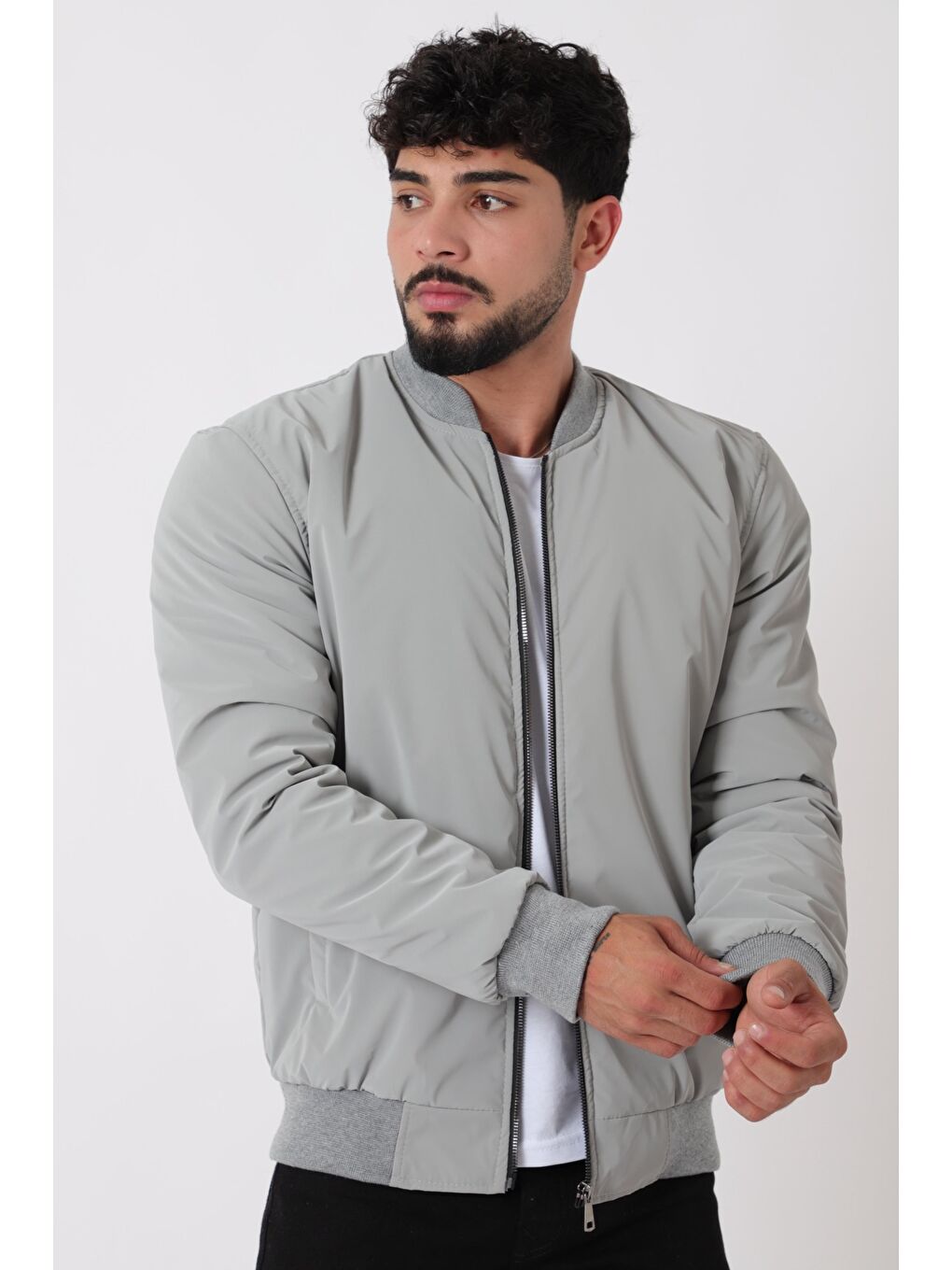 Gri Kolej Yaka Bel Lastikli Mevsimlik Mont Bl 1705_60298-1