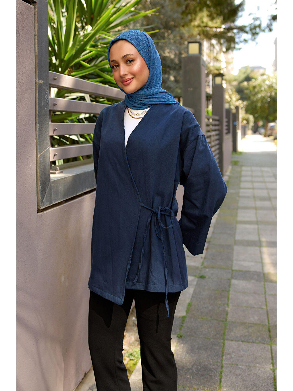 Kadın Yandan Bağlamalı Ceket Lacivert-2