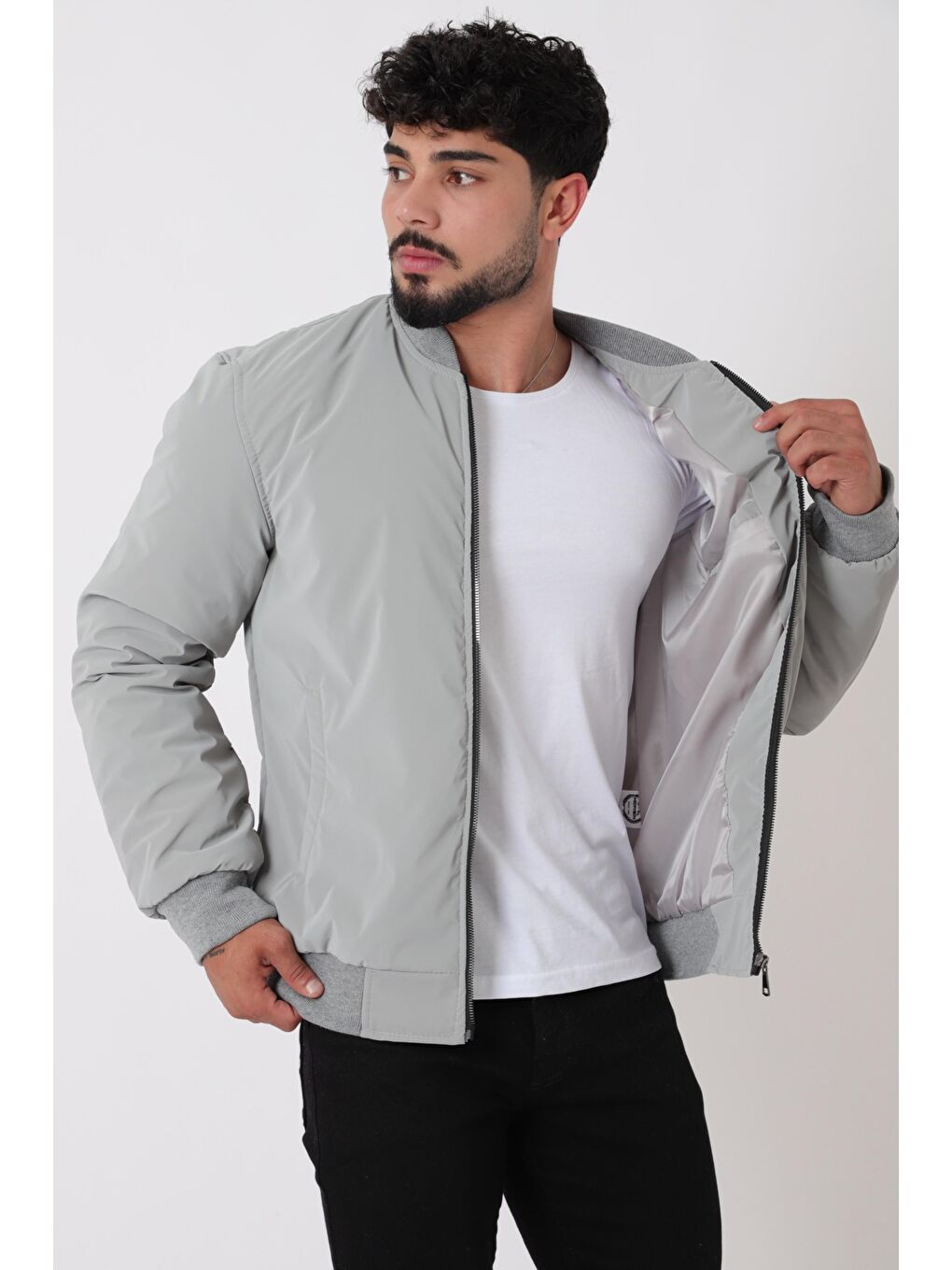 Gri Kolej Yaka Bel Lastikli Mevsimlik Mont Bl 1705_60298-2