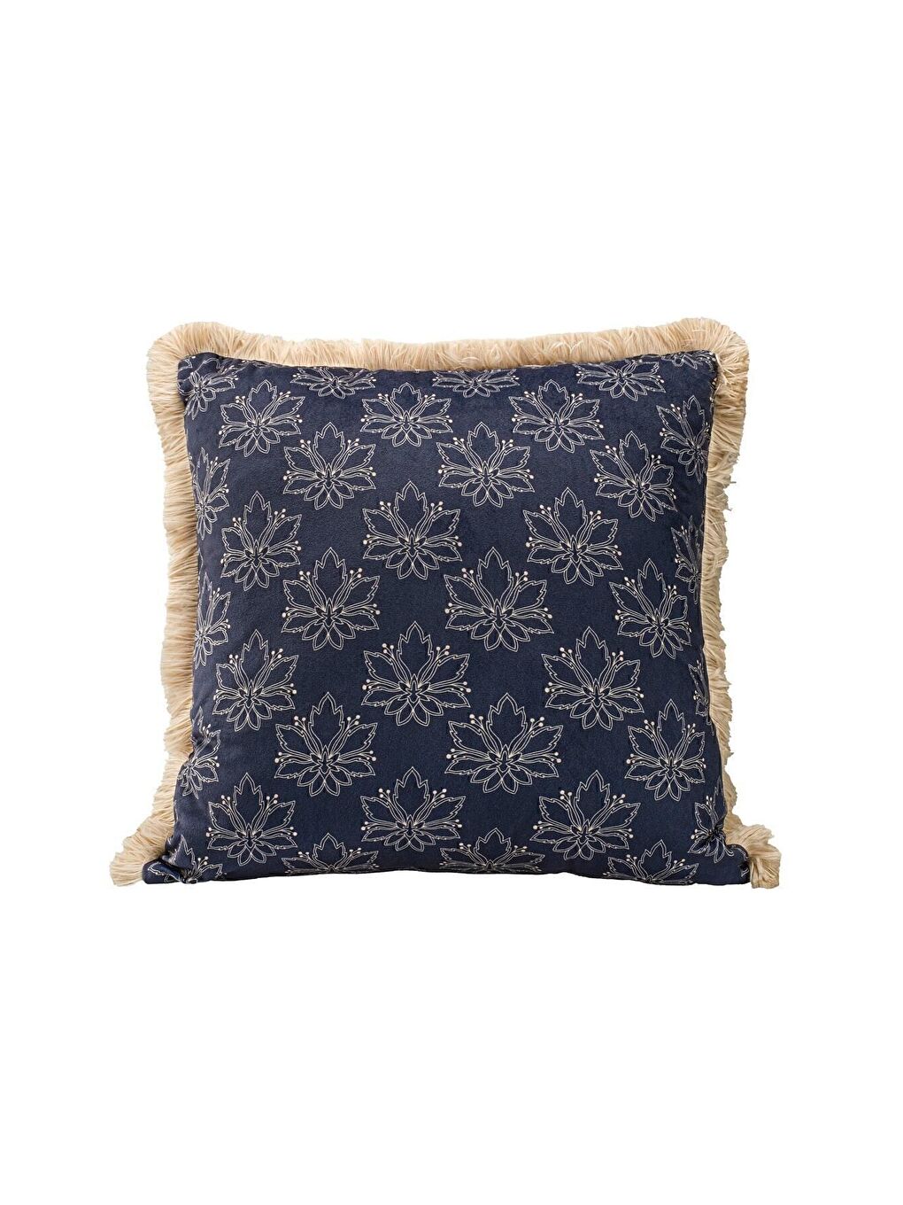 Lüks Kadife 43x43 Cm Kırlent Kılıfı Dekoratif Yumuşak Salon Koltuk Avangart Saçaklı Lacivert-2