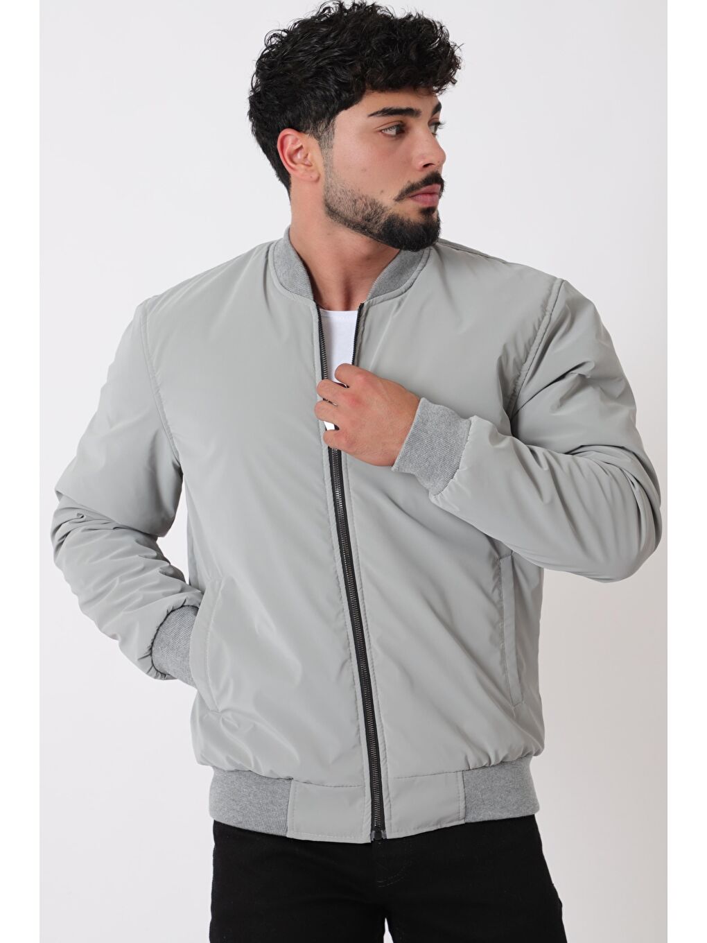 Gri Kolej Yaka Bel Lastikli Mevsimlik Mont Bl 1705_60298-3