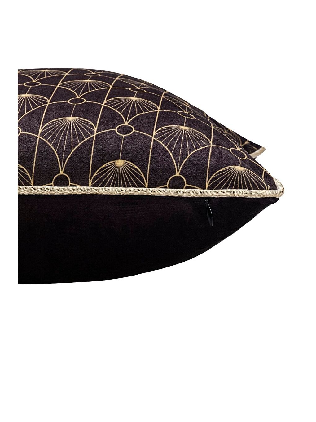 Lüks Kadife 43x43 Cm Kırlent Kılıfı Dekoratif Yumuşak Salon Koltuk Avangart Biyeli Siyah-1