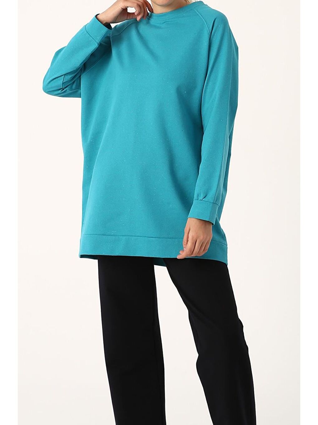 ALLDAY Yeşil Mint-Reglan Kol Sweatshirt Tunik - 1