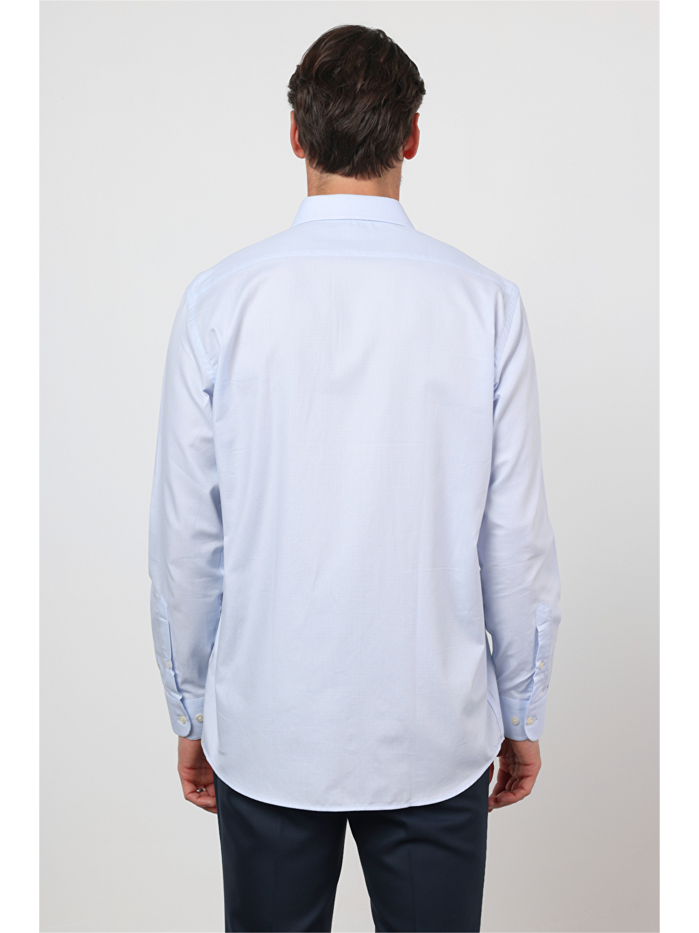 Mavi Sert Yaka Uzun Kol Cepli Comfort Fit %100 Pamuk Gömlek 1004260171-4
