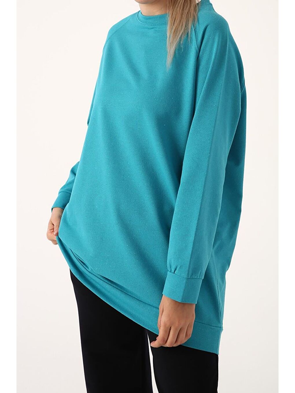 ALLDAY Yeşil Mint-Reglan Kol Sweatshirt Tunik - 3