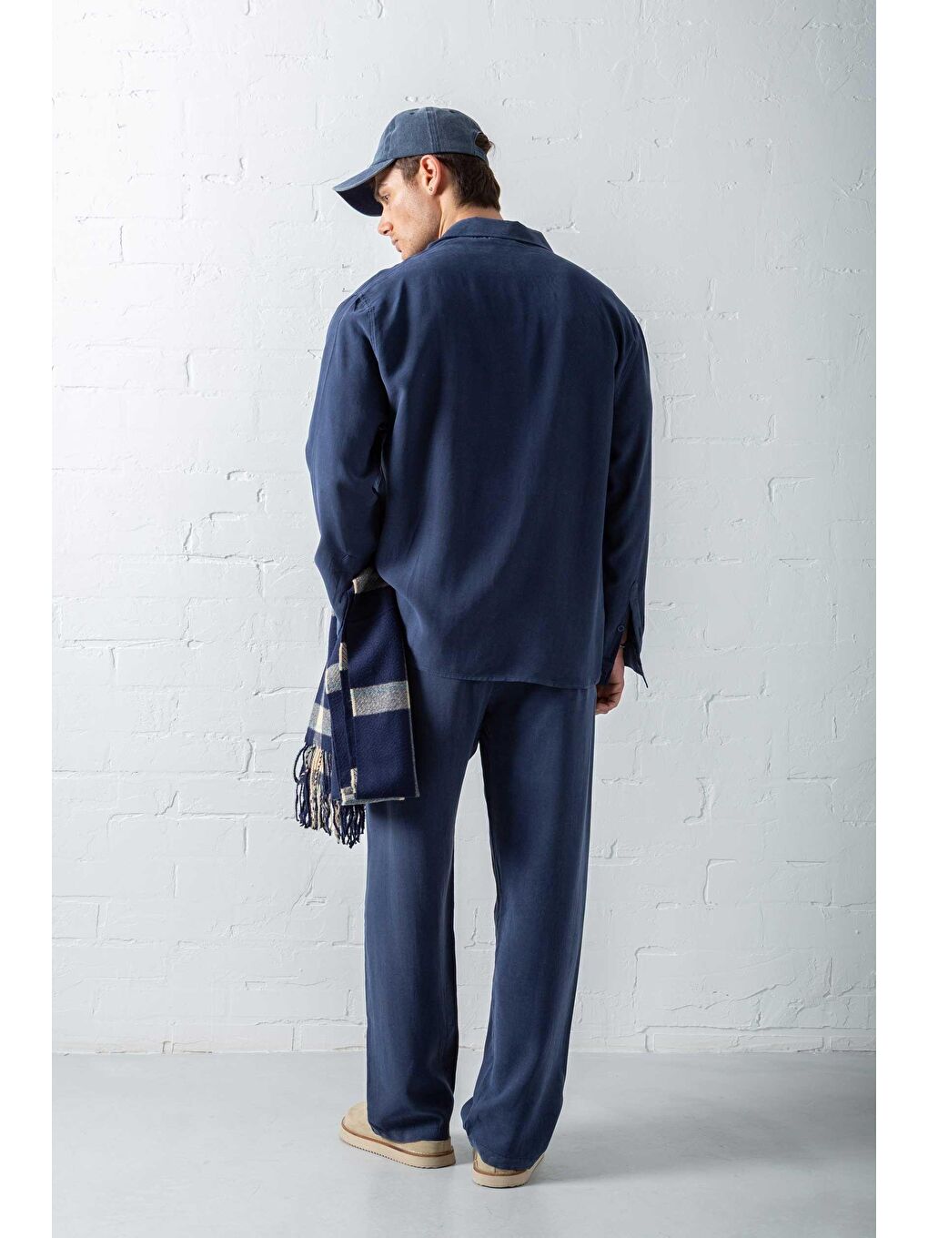 Erkek Oversize Fit Yumuşak Dokulu Gömlek Lacivert-3