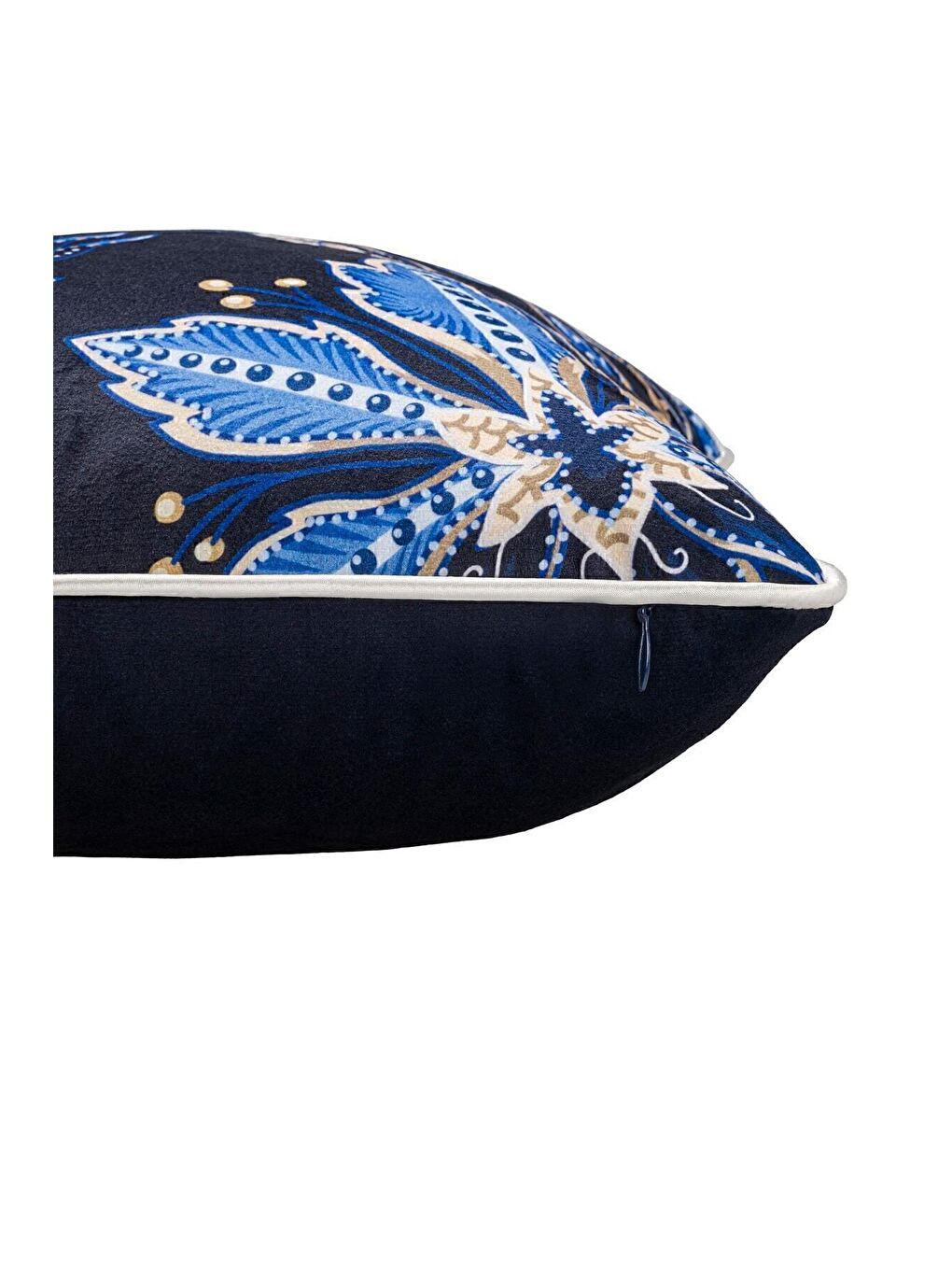 Lüks Kadife 43x43 Cm Kırlent Kılıfı Dekoratif Yumuşak Salon Koltuk Avangart Biyeli Lacivert-1