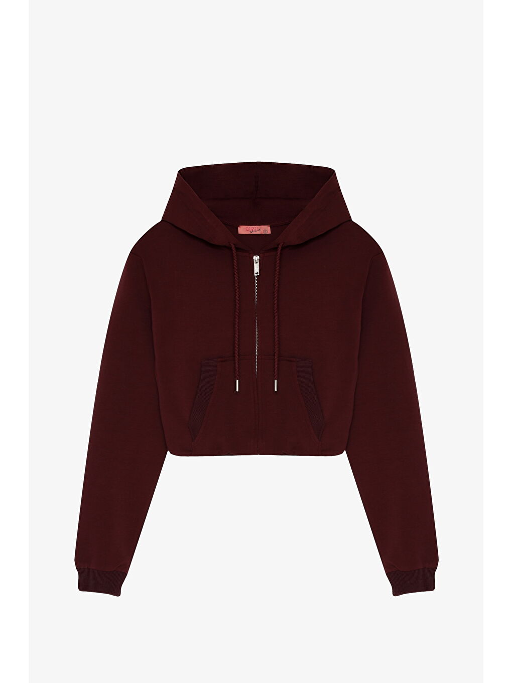 Kapüşonlu Fermuarlı Basic Sweatshirt Bordo-1