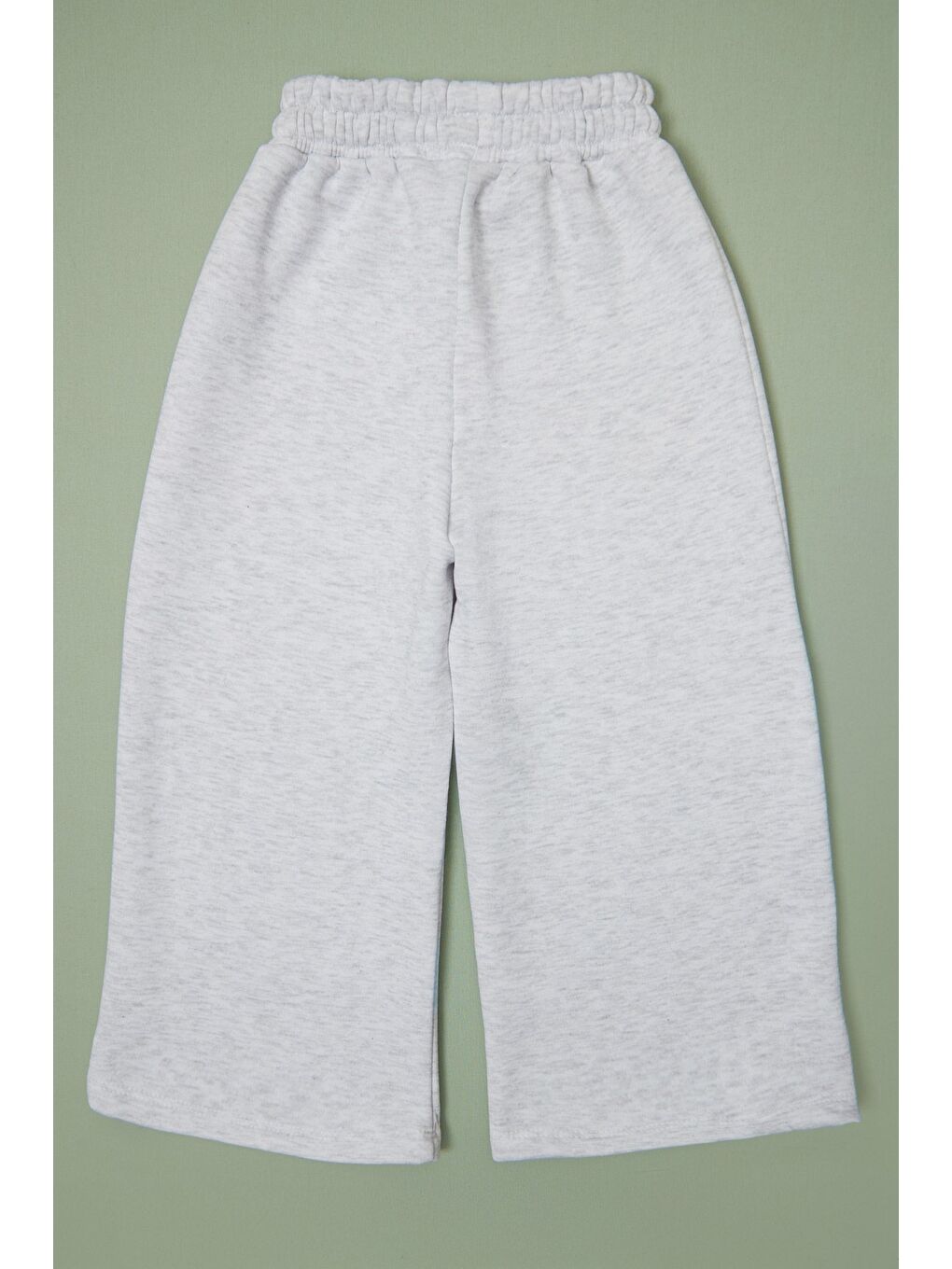 Gri 3 İplik Çima Dikişli Kız Çocuk Palazzo Eşofman Altı-2