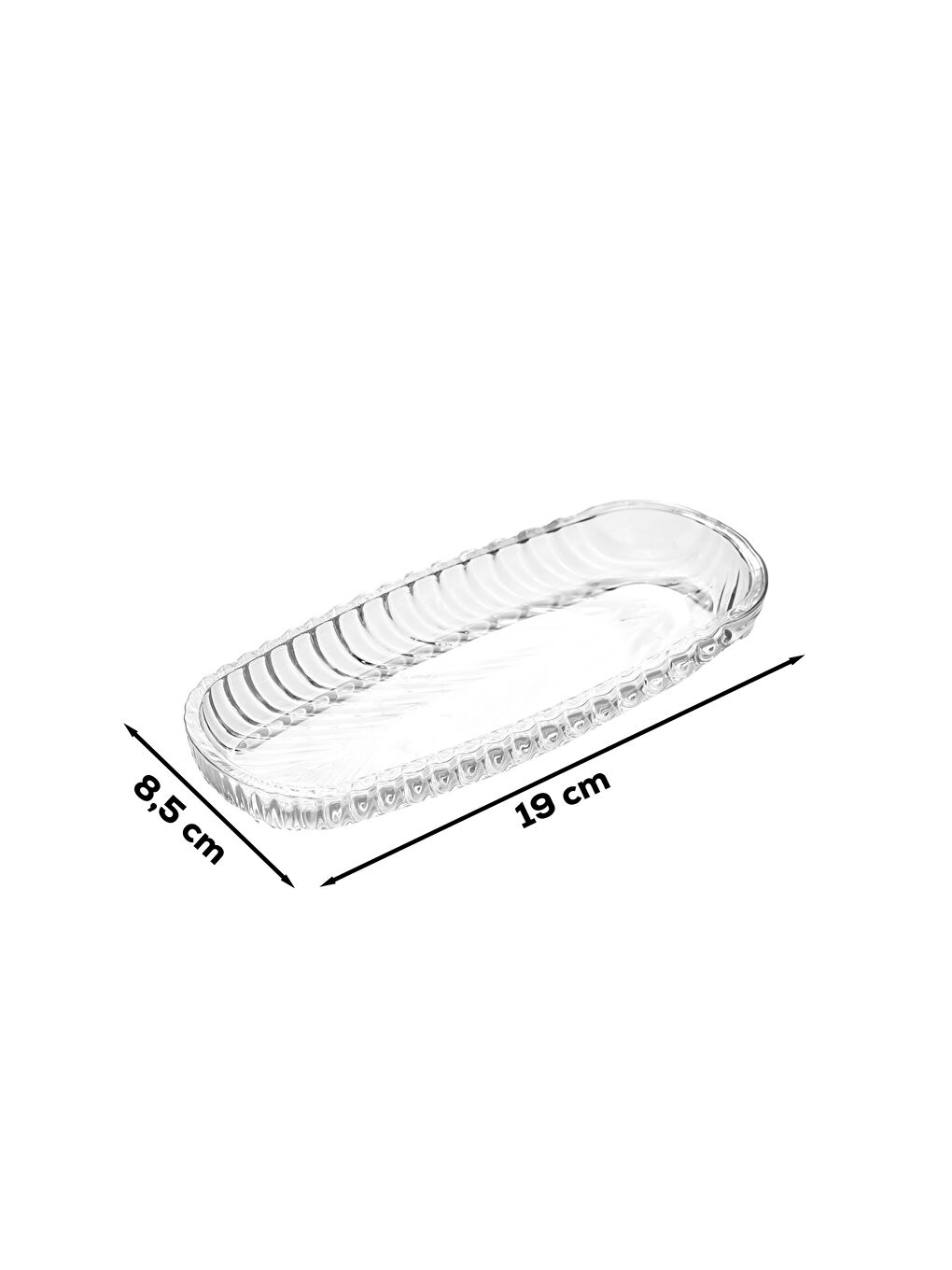 Renksiz 1256 Santa 2'li Cam Sunum Tabağı Seti - Servis Tabağı - Kayık Tabak Sosluk Çerezlik 8.5x19 cm