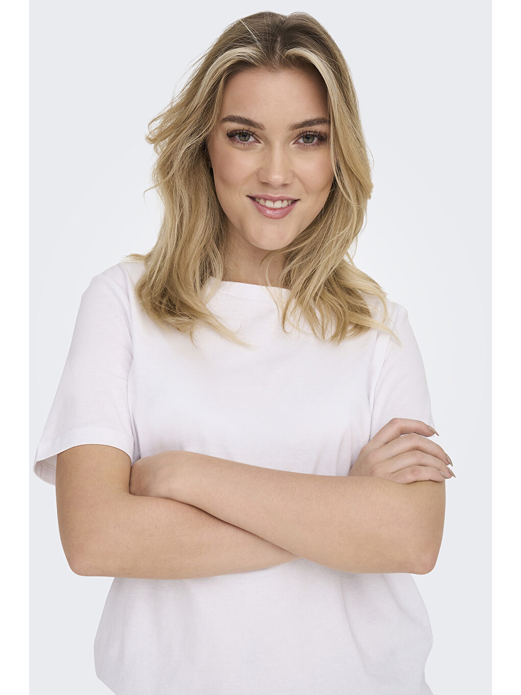 Beyaz Onlonly % 100 Pamuk Regular Fit Bisiklet Yaka T Shirt 15270390-2