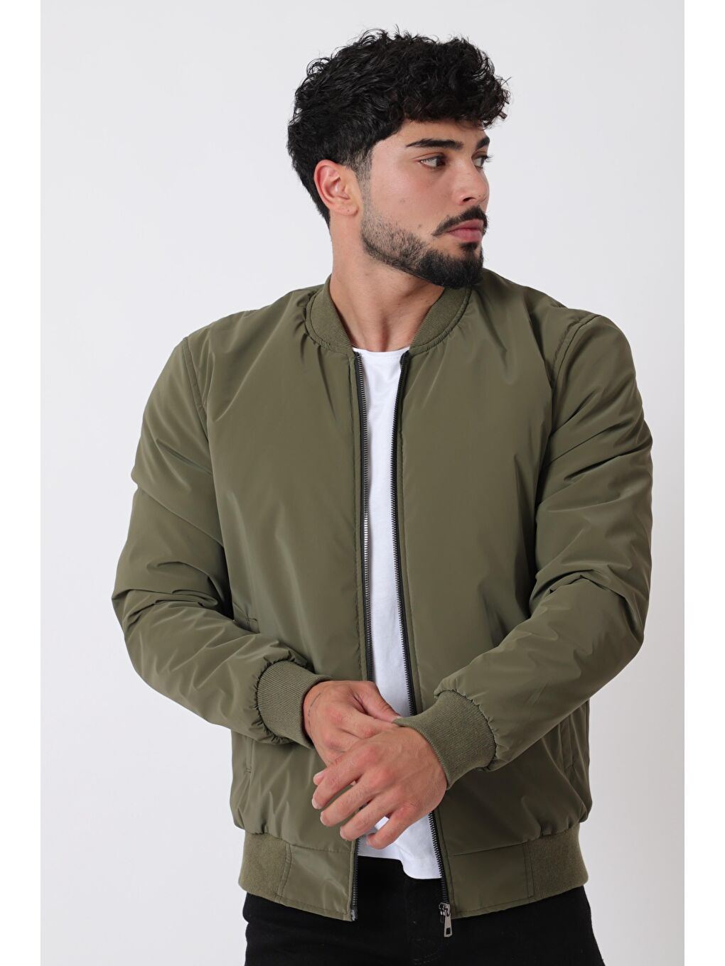 Haki Kolej Yaka Bel Lastikli Mevsimlik Mont Bl 1705_60298-1