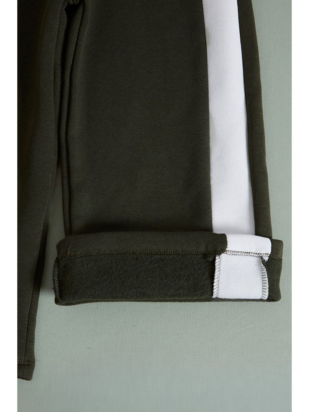 Haki 3 İplik Yanları Şeritli Beli Lastikli Kız Çocuk Eşofman Altı-2